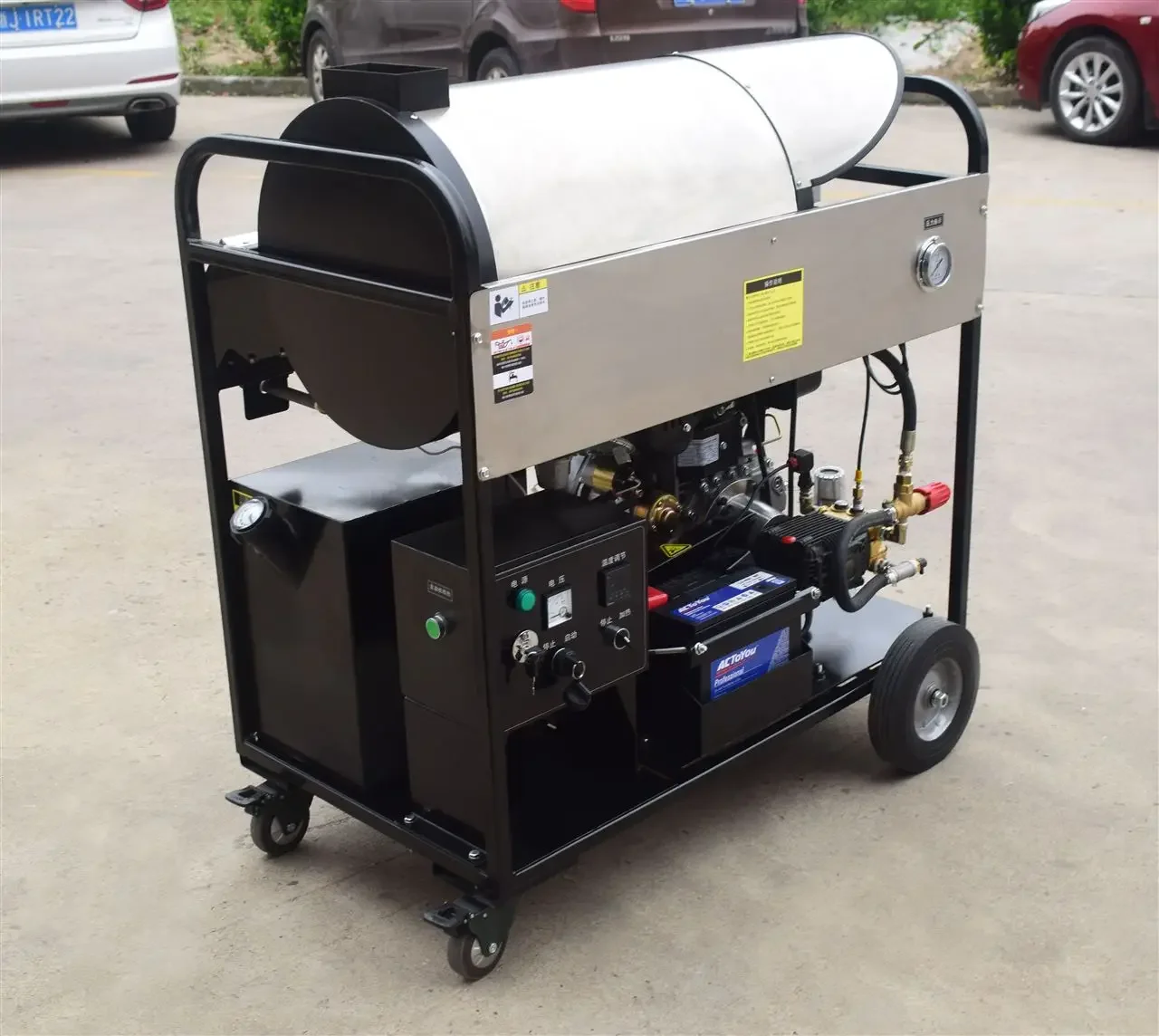 CAS 1.75/11 steam hot water high pressure cleaner, mobile for driveway, patio and industry drain clean