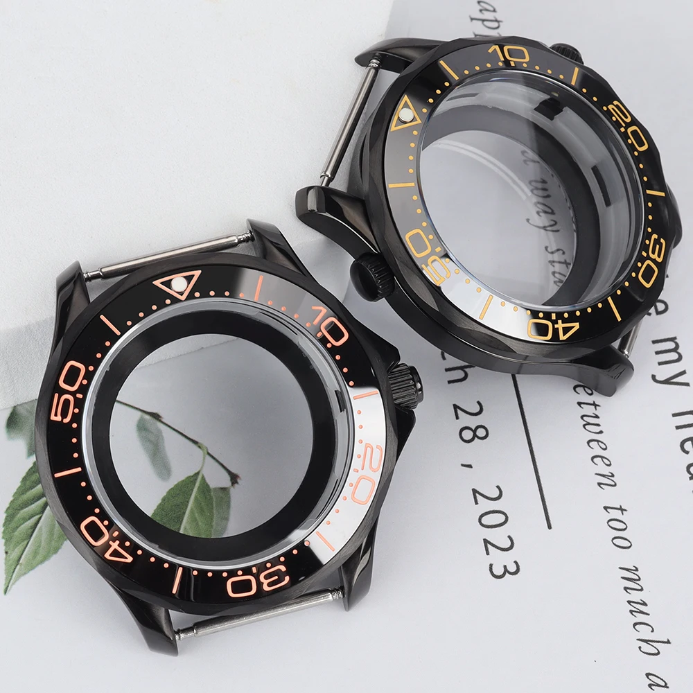 NH35 Case 41mm Transparent Back Steel Watch Case Sapphire Glass Waterproof For Seamaster 300 Seiko NH34 NH35 NH36 Movt 31mm Dial