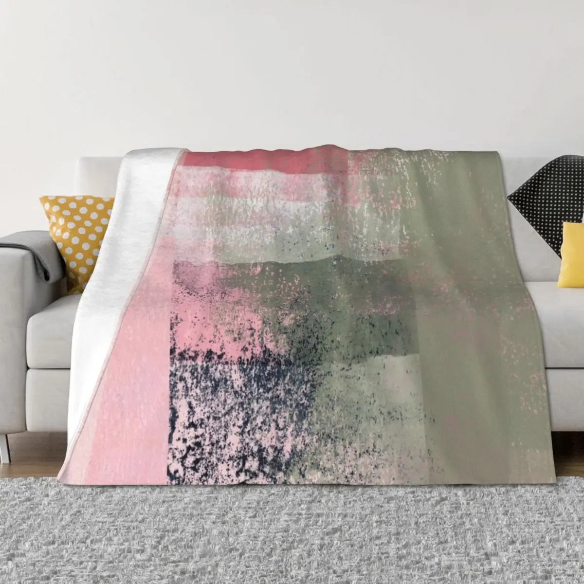 

Surfaces 2 Abstract in Sage Green and Pink Throw Blanket Moving Decoratives Stuffeds cosplay anime Blankets