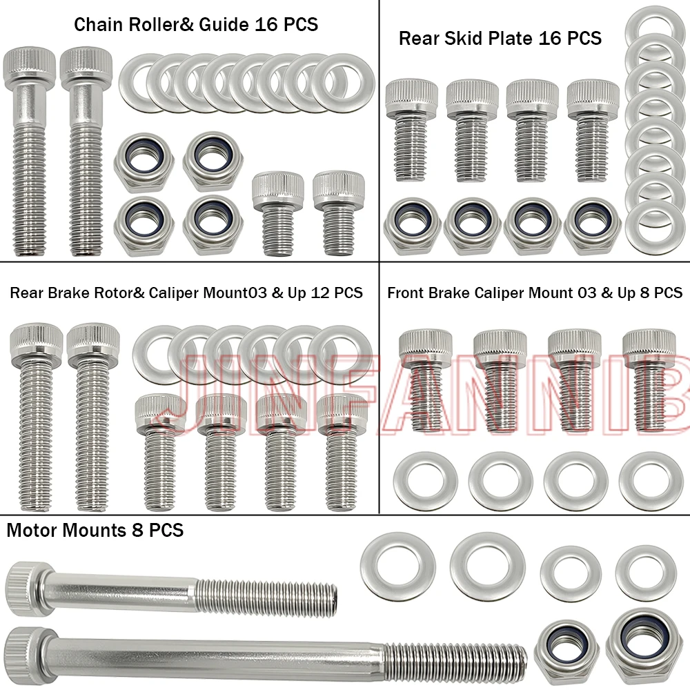 for Yamaha Blaster 200 YFS200 1988-2000 2001 2002 2003 2004 2005 2006 Polished Stainless Steel Bolt Screw Kit
