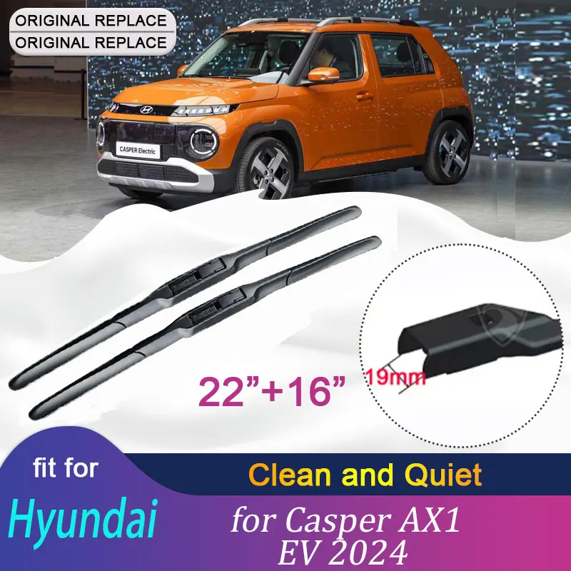 

Wiper Blades For Hyundai Casper AX1 EV 2024 Front Rear Wiper Blade Set Windscreen Windshield Window Brushes Car Accessories