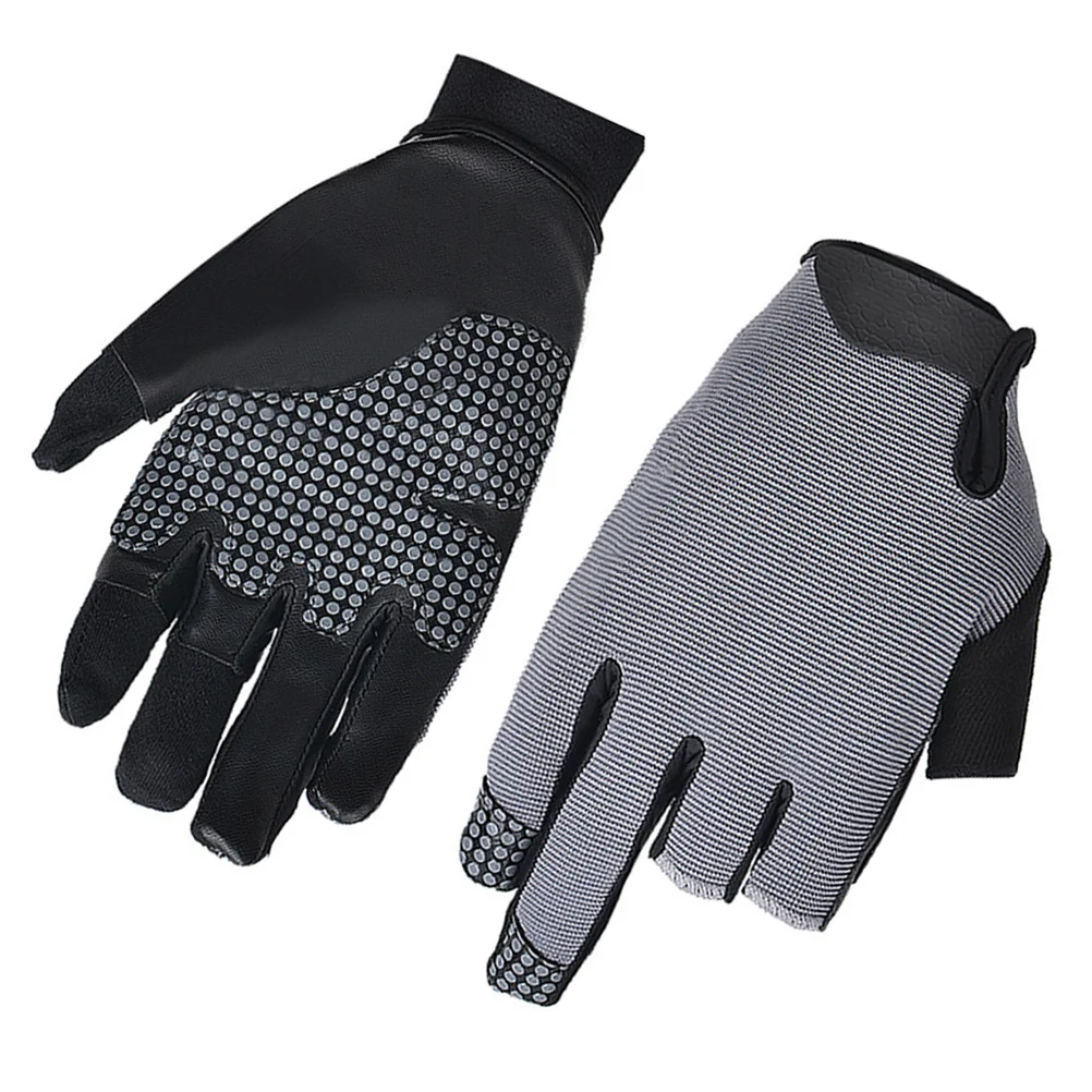 

1Pair Professional Reflective Fishing Gloves Anti Skid Durable Outdoor Sailing Rowing Size L Grey Adjustable Fishing Gloves