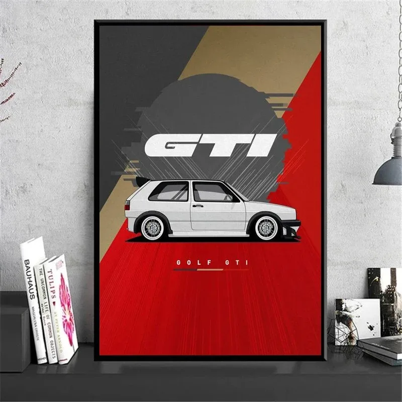 Classic Performance Car Nissan GTR Volkswagen GTI Series Canvas Painting Poster and Bedroom Home Decoration Printing Canvas