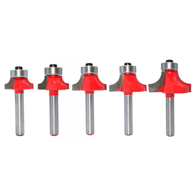 5Pcs 6mm Shank Corner Round Over Router Bit with Bearing Cleaning Flush Milling Cutter for Wood Woodworking Tool