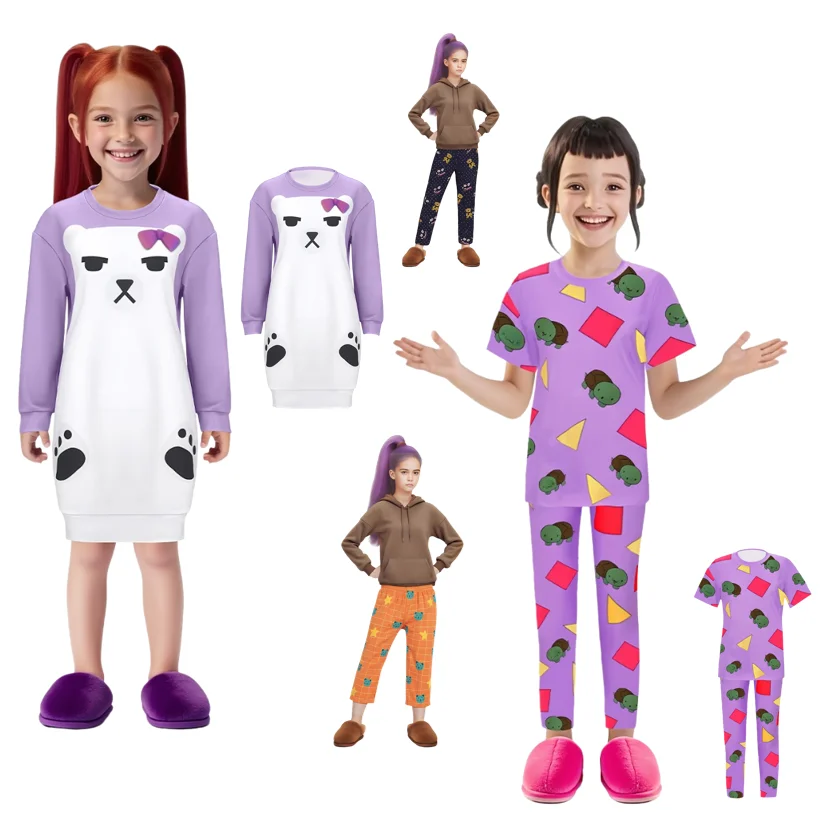 

Halloween Demon Hunters sleepwear K-POP Mira Zoey Rumi Purple Bear cosplay costume carnival party performance costume