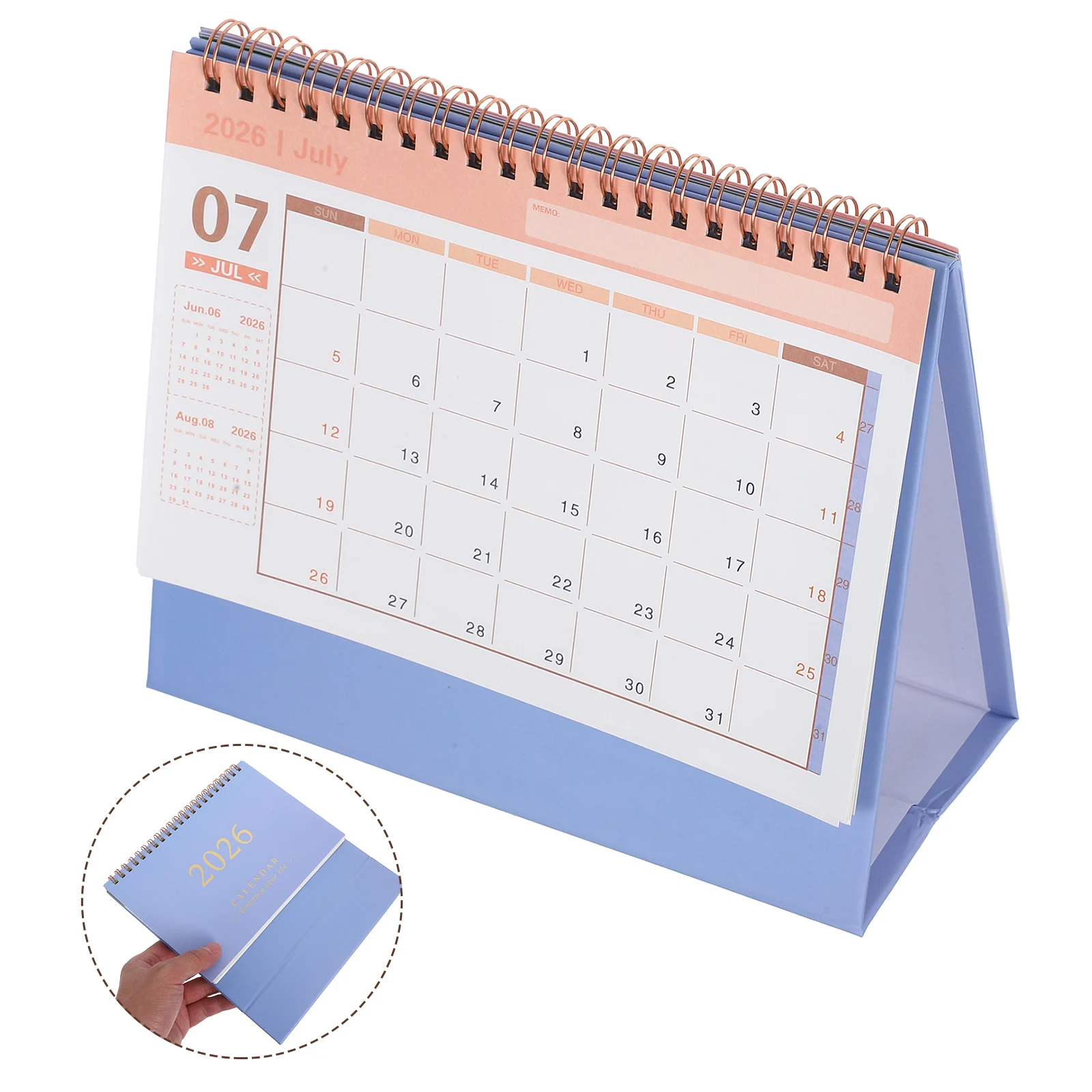 

2026 Desk Compact Foldable Stand Up Table Calendar For Home Office School Small Desktop Calendar Pad Yearly Planner