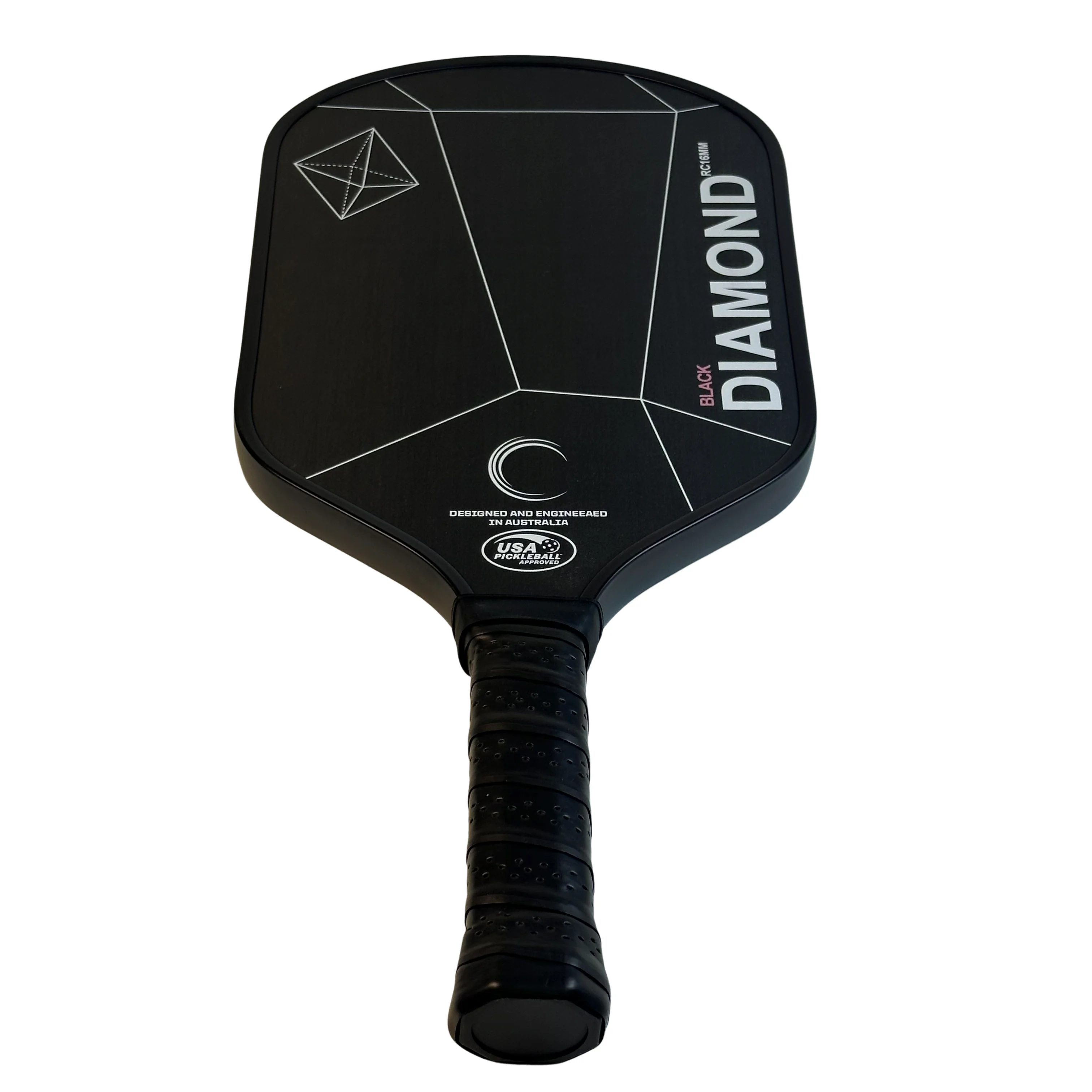 BLACK DIAMOND Carbon Fiber Pickleball Paddle Raw Carbon Surface 16MM Polymer Honeycomb Core Elongated Handle Comfort Grip