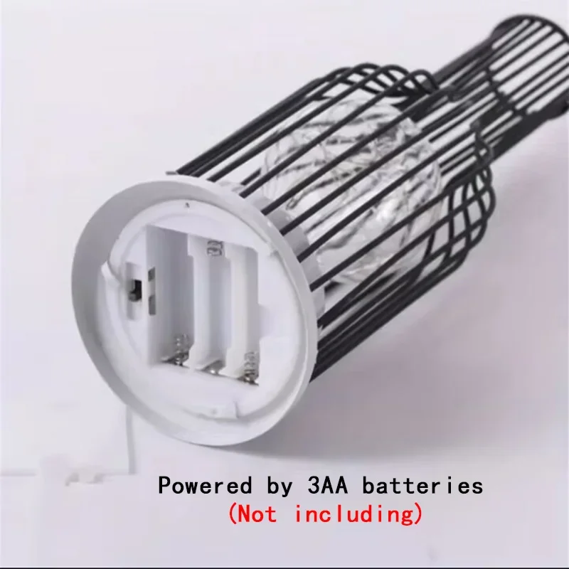 좋은 1PC 실내 철 와이어 케이지 디자인 야간 조명, 배터리 구동 LED 램프, 침실, 거실 용 장식 테이블 조명