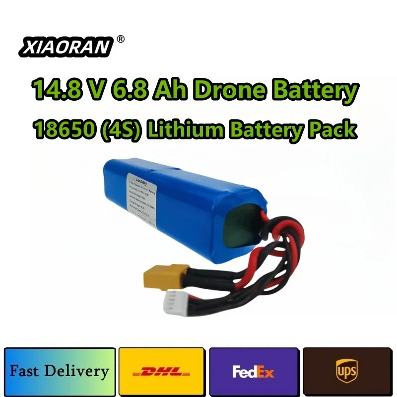 

Li-ion Battery Pack 14.8V 6.8Ah 4S2P High Capacity 16.8V UAV Rechargeable for Various RC Airplane Drone Quadrotor Batteries XT60