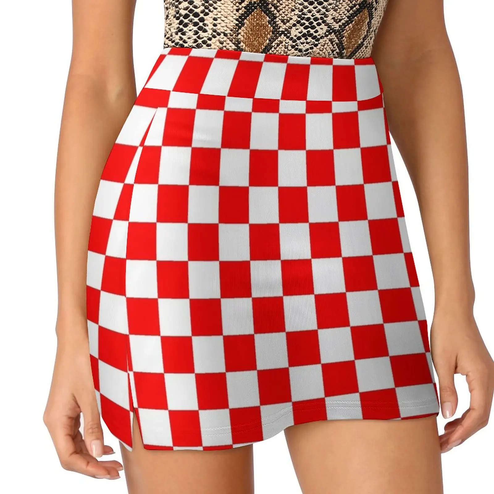 Croatian Red White Checks Pattern Mini Skirt women's summer dress 2025 cute skirt