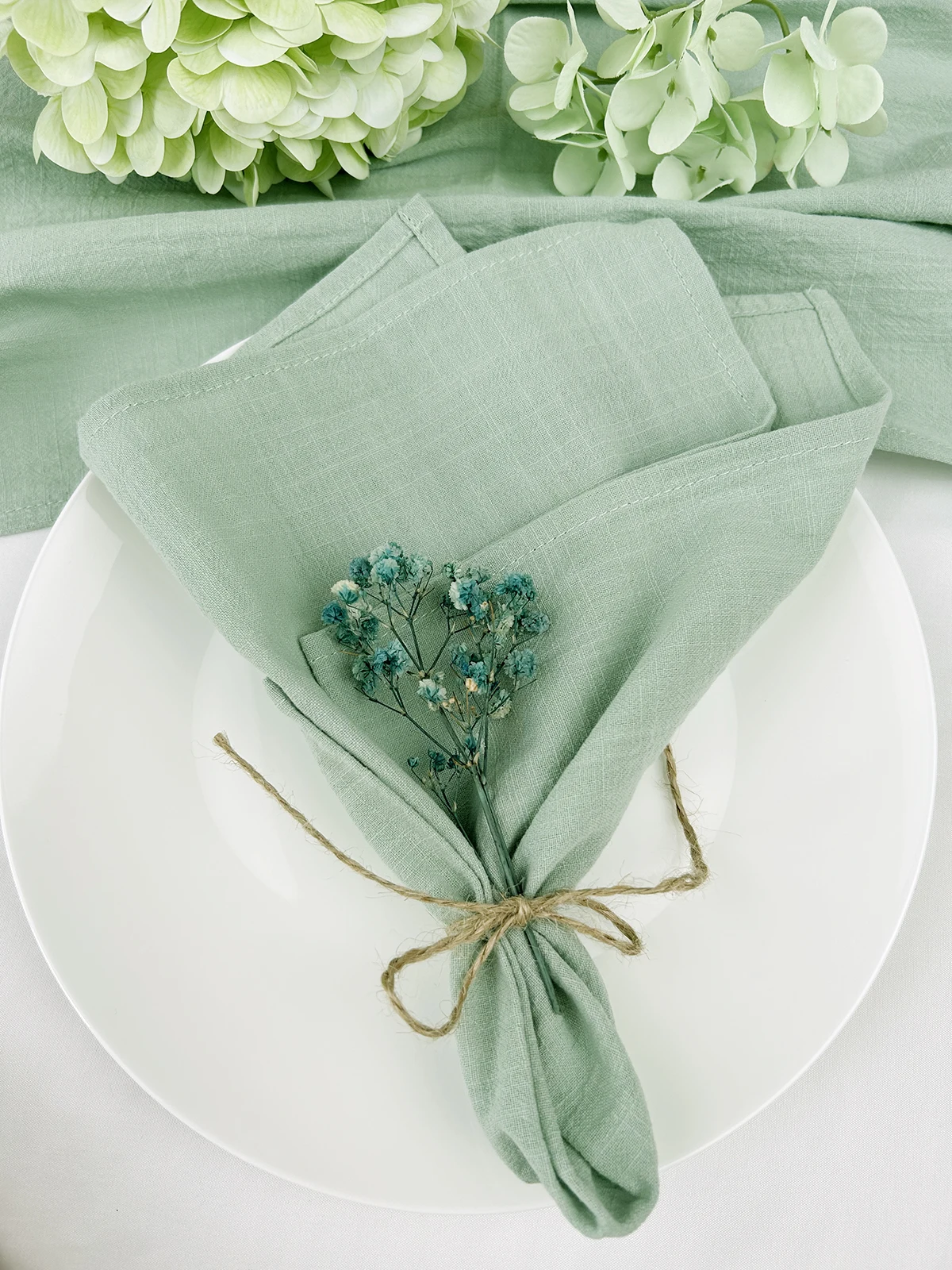 

Wholesale 100pcs 30x45cm 100% Cotton Wedding Sage Green NapkinS Reusable Party Christmas Table Decor Retro napkins