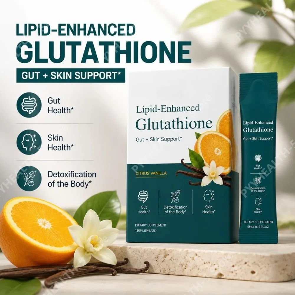 Lipid-Enhanced Glutathione Liquid Supplement Packets with Citrus Vanilla Support Gut Health and Skin Health 26 Packets 130ml