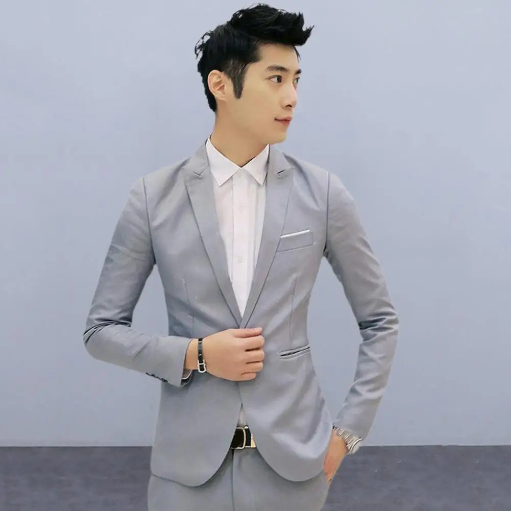 Casual Business Wear Suit Jacket Elegant Men's Slim Fit Business for Wedding Office Evening Party Single Button Suit for Men