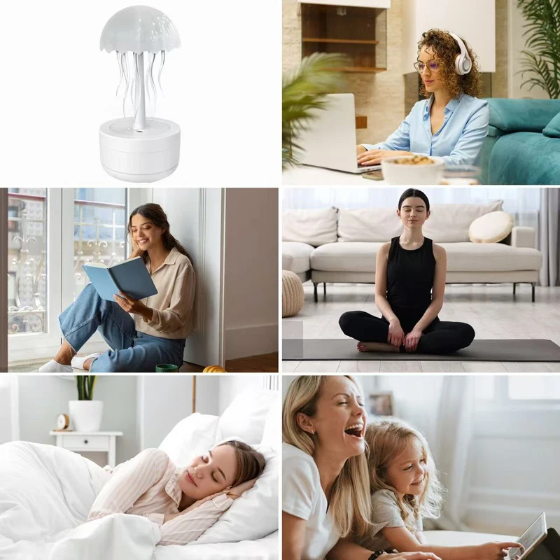 Nuevo Humidificador de medusas para aromaterapia, luz nocturna colorida giratoria automática, humidificador de niebla para el hogar, penetración