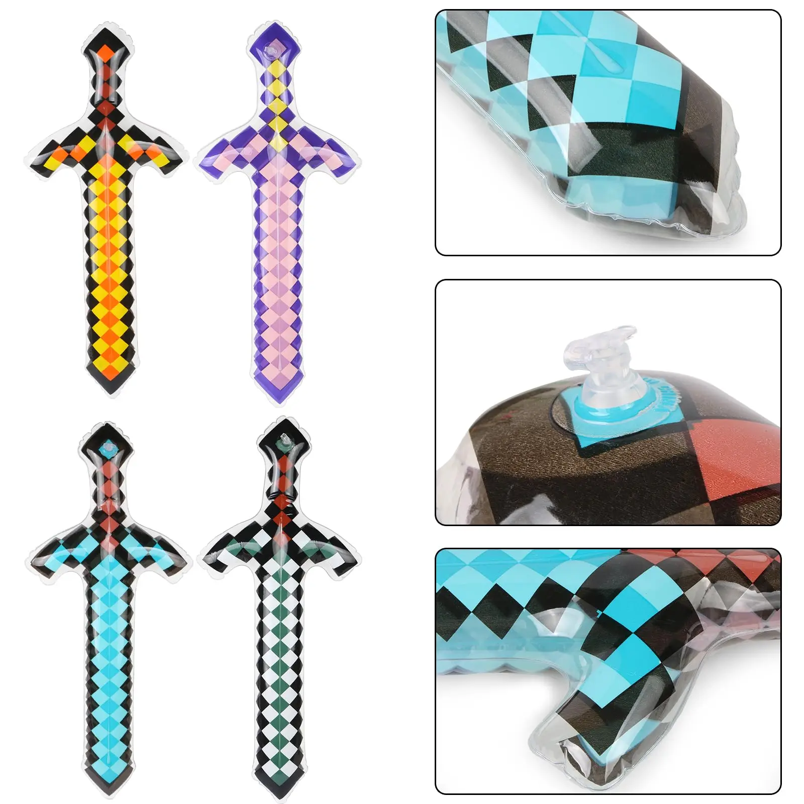 Spade da pirata gonfiabili da 4 pezzi per feste a tema, compleanni, feste in piscina, cosplay, accessori per costumi di Halloween