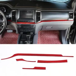 For Ford Ranger Wildtrak T7 T8 2015-2021 Soft Carbon Fiber Car Center Console Decorative Strip Sticker Car Accessories