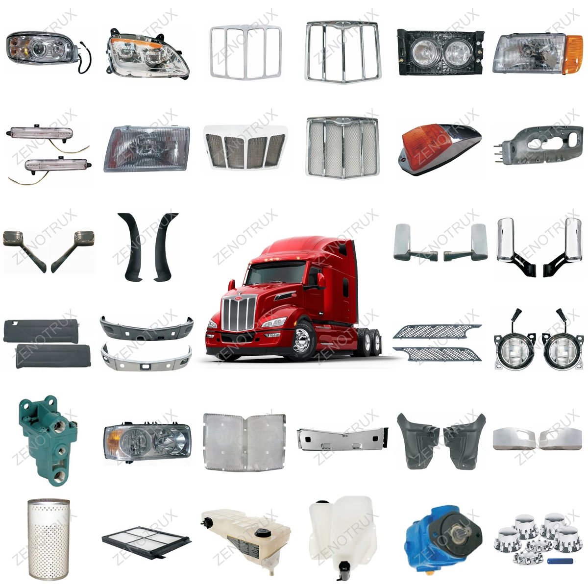 ABS Chrome Wheel Cover Kit Includes 2 Front Covers and 4 Rear Covers for Semi-Truck view 6
