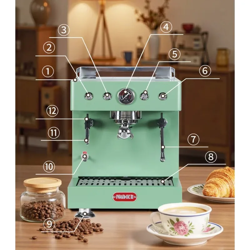 MDK MC-1 Vibrating Pump Pre Soak System Electric Semi Automatic Commercial Coffee Machine Maker Stainless Steel
