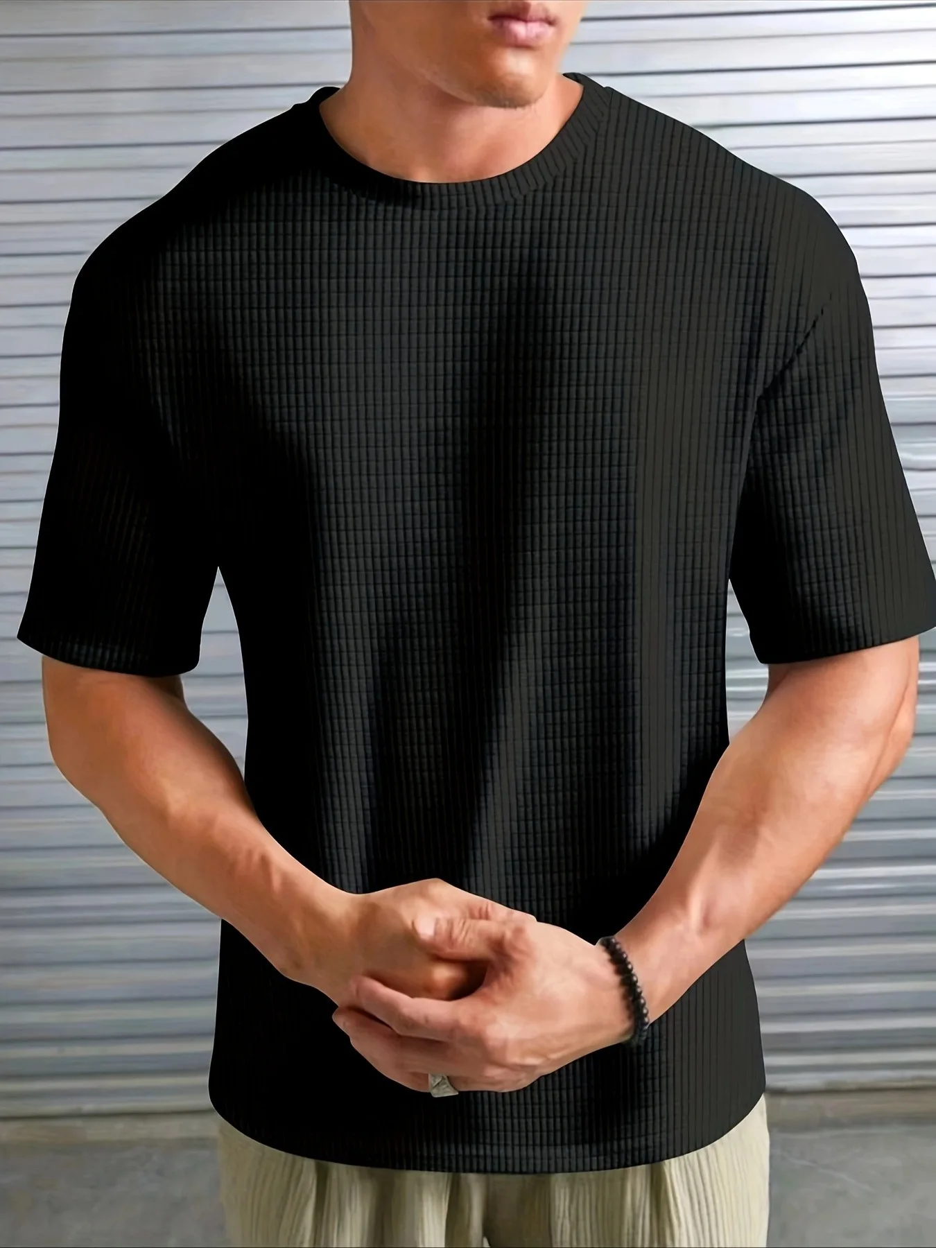 2024 Summer o Collar T-Shirt Men\'s Fashion Breathable Half Sleeve Top Solid Color Thin casual Cool Quick dry Short Sleeve T-Shir