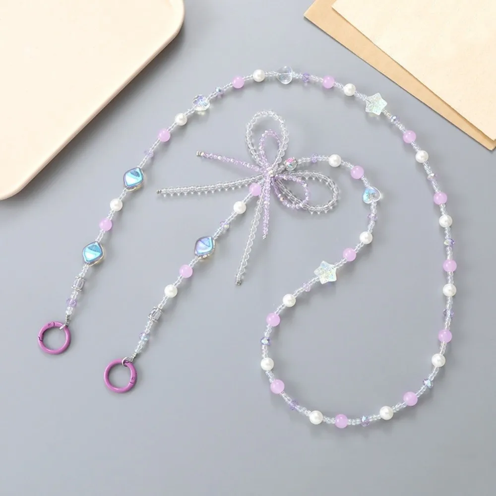 

Pearl Beads Phone Lanyard Bowkont Bag Chain Beaded Phone Chain Colorful Universal Mobile Phone Crossbody Strap