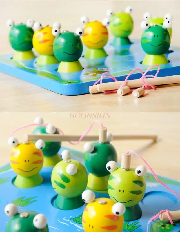 Early education 3D three-dimensional magnetic fishing frog fishing game Tongyi intelligence toy