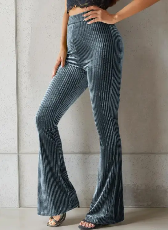 

Tailored Women's Pants with A High Waist In Winter, Fashionable and Solid Color Corduroy Flared Pants Suitable for Parties