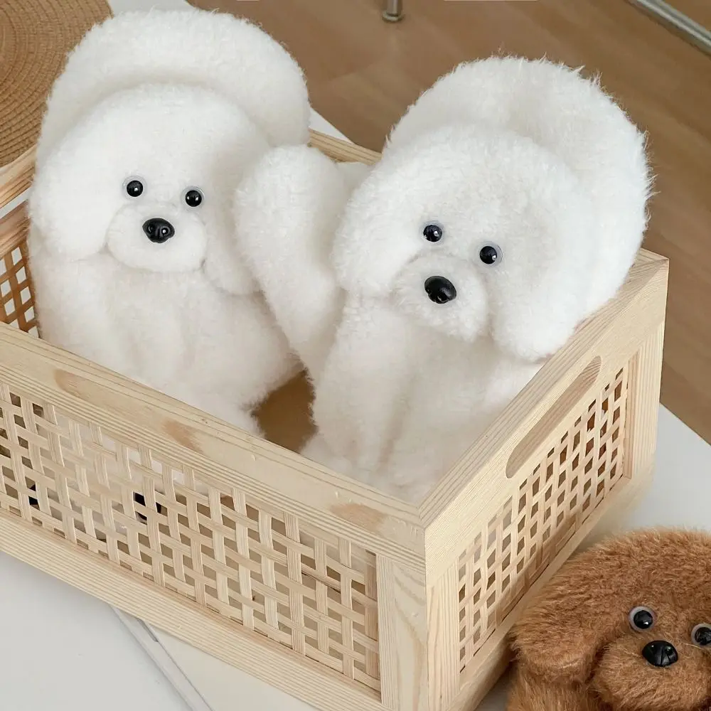 Shiny Cute Puppy Fur Gloves Cartoon Warm Dog Gloves Windproof Thicken Toy Poodle Mitten Skiing