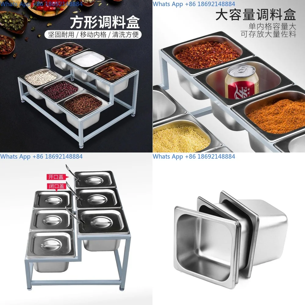 

Stainless Steel Kitchen Condiment Holder for Restaurant Use 1 6 Pan Double Tier High Low Beverage Ingredients Organizer