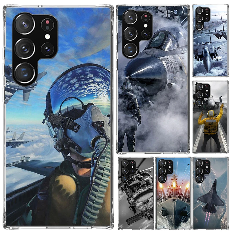 Military Aircraft Warship Fighter Phone Case for Samsung Galaxy Note 20 Ultra 10 Plus 9 8 M12 M21 M30S M51 M52 J4 J6 + J8 Funda