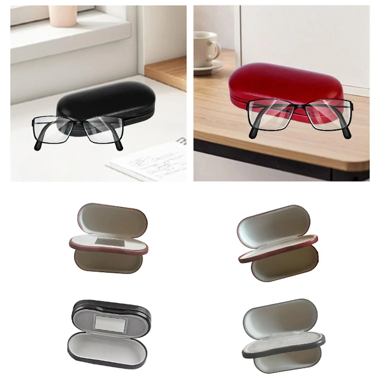 

Двухуровневый органайзер для очков с зеркалом для макияжа, универсальный компактный футляр для очков, сумка для очков для путешествий, дома и офиса