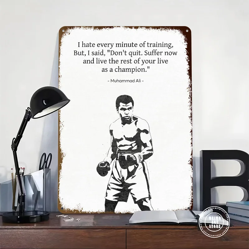 Champions Mindset Personalized 3D Textured Metal Poster Wall Art Vintage Tin Signs for Gaming Room Decoration Items Custom Plate