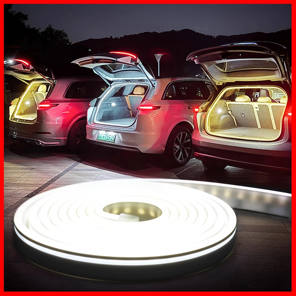 

Декоративная полоса для багажника автомобиля, светодиодная, динамическая, струящаяся, гибкая, багажник, интерьер багажника, высокая яркость, датчик включения/выключения, задняя дверь