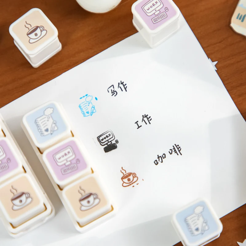 3pcs/set Kawaii Leisure Time Theme Cute Seal Sketching Decoration Handmade Scrapbooking Aesthetics Journal Supplies