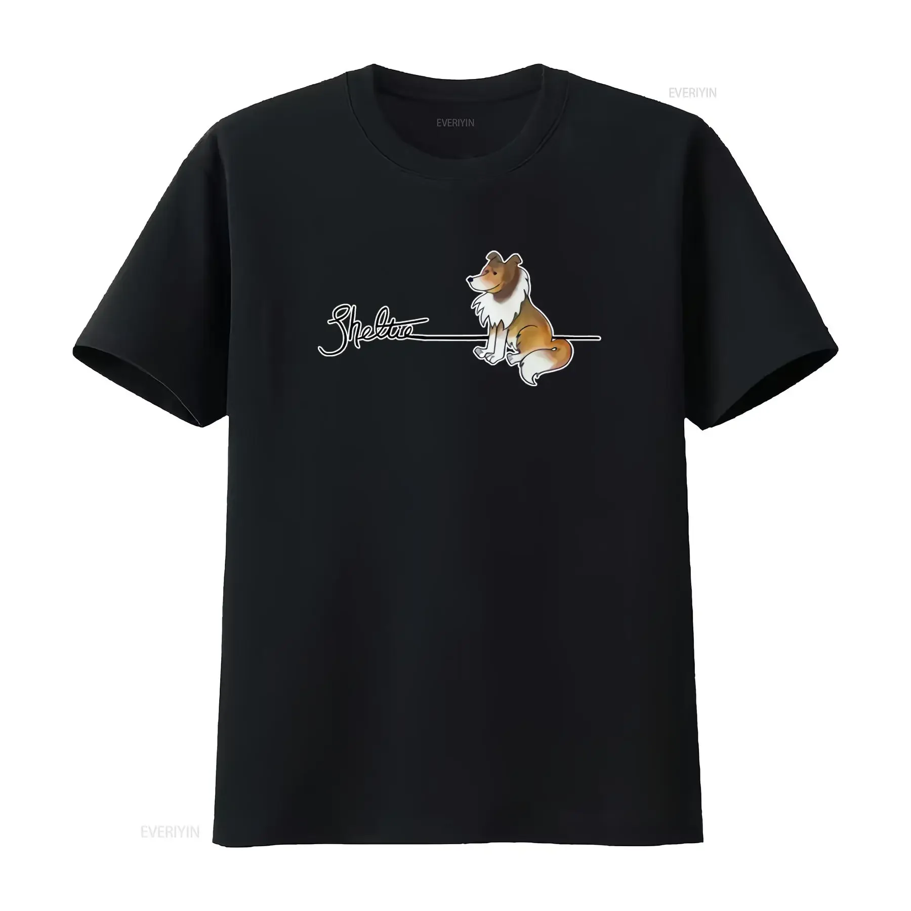 Cute Sheltie Design T Shirt for Dog Lovers Soft Comfortable vintage Washed Stretched Breathable Slightly designer clothes