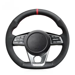 Black Artifciial Suede Leather Car Steering Wheel Cover for Kia K5 Optima Forte Sportage Cerato Ceed Cee'd (GT-Line) 2018-2022