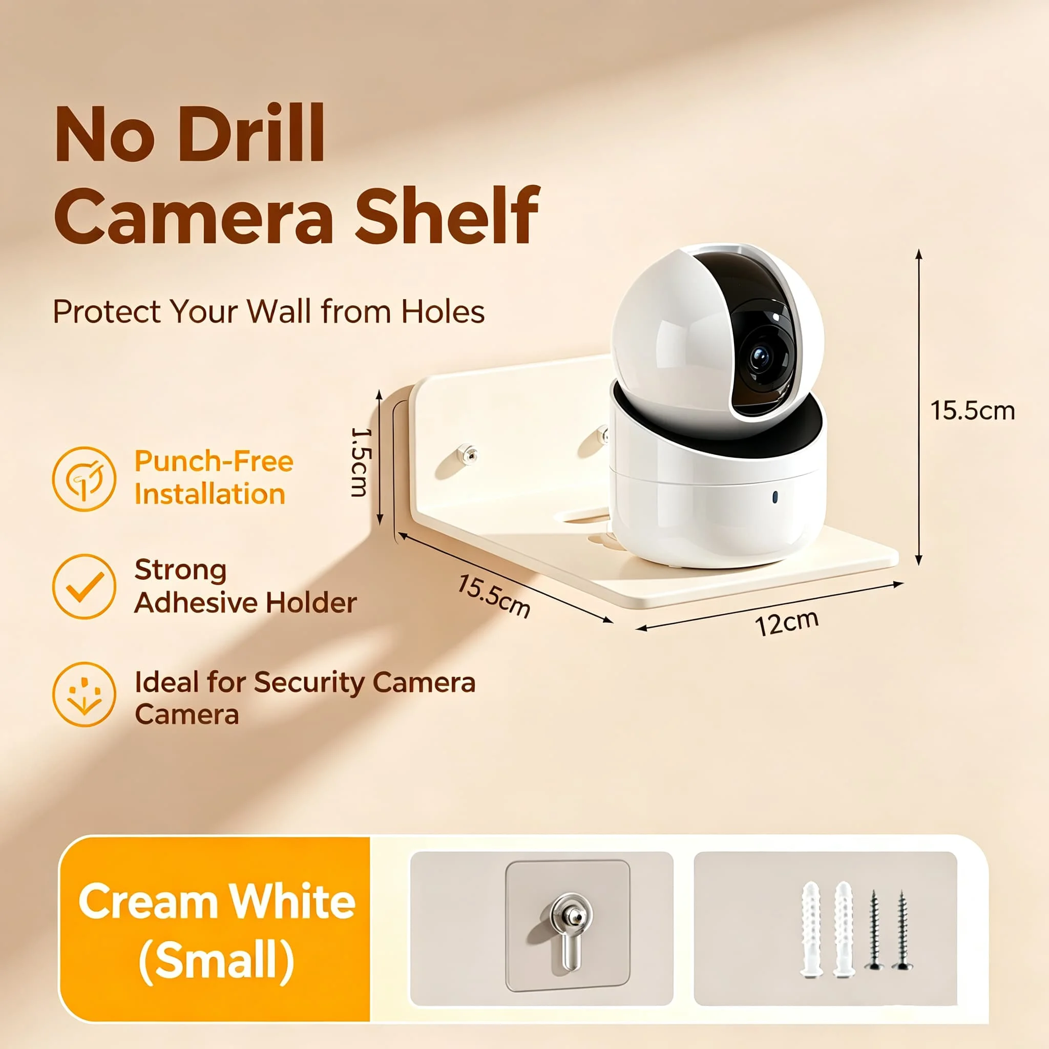 Multi Size Wall Floating Shelf No Nails, Self-Adhesive Wall Bracket for Security Camera WiFi Router Projector TV Box