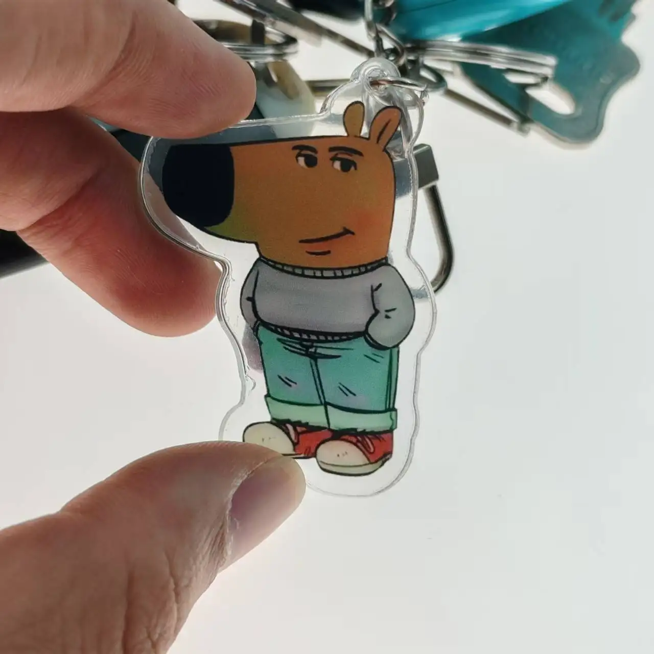 Lindo pequeño perro Chill Guy llaveros regalo para amigo Chill Dog divertido colgante