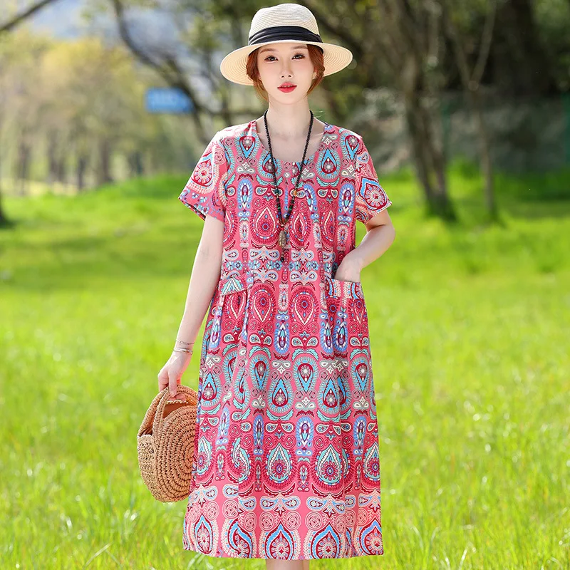 XL-6XL ملابس النوم المرأة قمصان النوم المتضخم القطن رايون ملابس النوم فستان سهرة حجم كبير خمر الأم Homewear قميص النوم