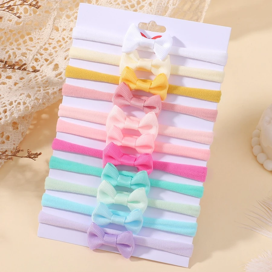 Mini-Nylon-Bowknot-Stirnband für Babys, elastische Schleifen-Haarbänder, Kinder-Haarschmuck, süß, 11-teiliges Set