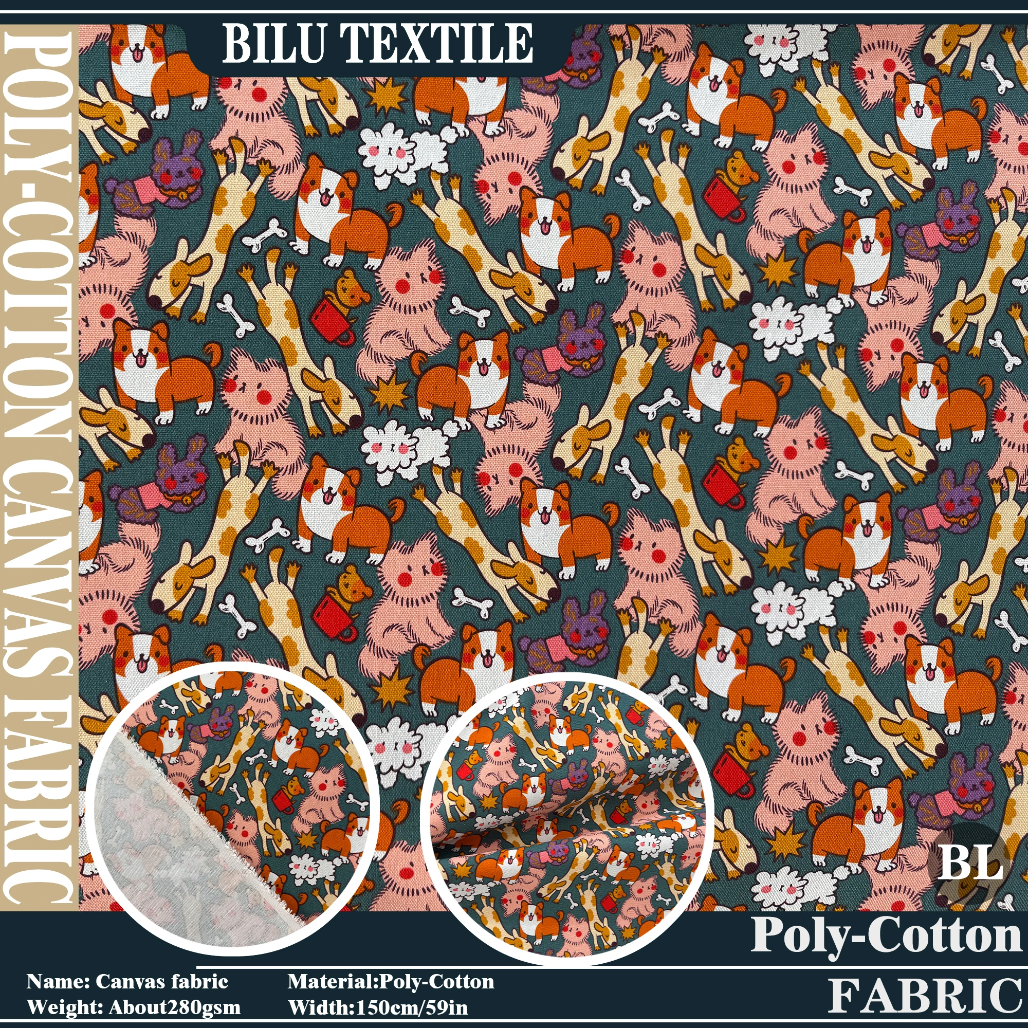 

1/5M cartoon Print Poly-Cotton Canvas Fabric,handmade DIY sewing tent tablecloth,luggage,Sofa Covers,Backpack,home textile Cloth