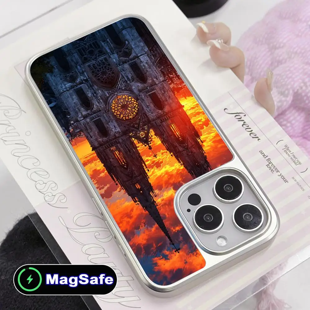 

Cologne Cathedral Mobile Phone Case for iPhone 17 16 15 14 13 12 11 Air Pro Max Plus Magsafe Silver Plating Colorful Cover Cover