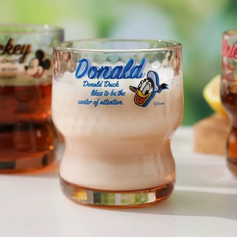 

Disney Glass Retro Tea Light Luxury Beer Cup Home Juice Milk Beverage Cup Creative Cartoon Mickey Four Piece Set