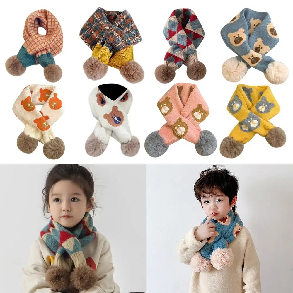 Bib Thermal Neck Warmer Thickening Snap Fastener Boys Girls Knitting Scarf Windproof Warm Neck Cover Snood Cowl Tube