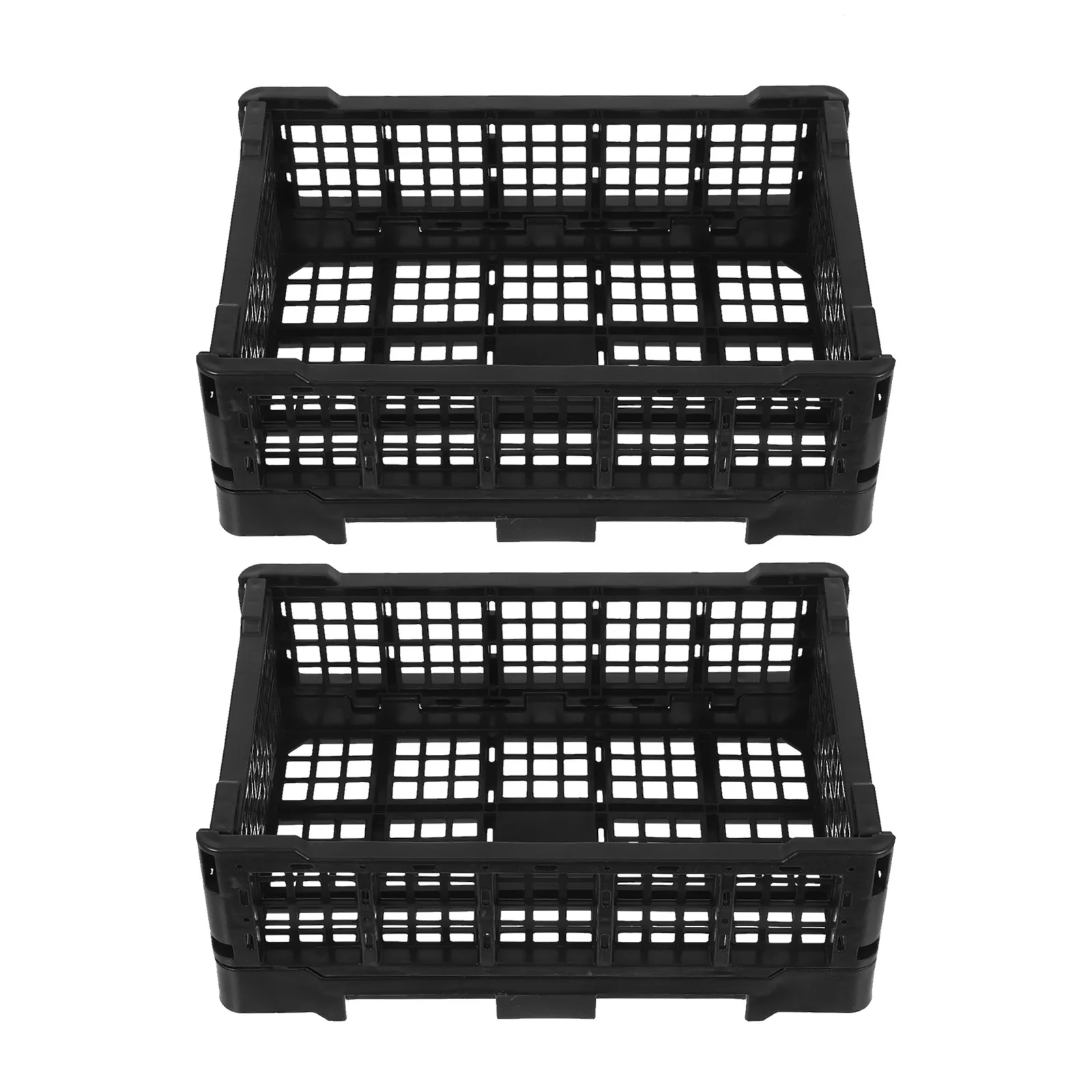 

2Pcs Foldable Plastic Storage Baskets Yellow Space-Saving Organizer Bins for Office Kitchen Bedroom Shelf Storage Boxes