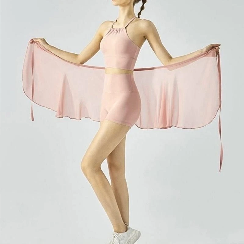 المرأة شير الشيفون سوينغ الباليه تنورة قابل للتعديل الخصر العلاقات الرقص الجمباز على وشاح الرقص تنورة قصيرة ملفوفة تنورات قصيرة