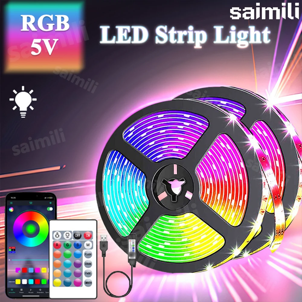 

Smart LED Strip Lights USB RGB With APP Control Music Sync Color Changing Dimmable For TV Backlight Living Room Party Decor