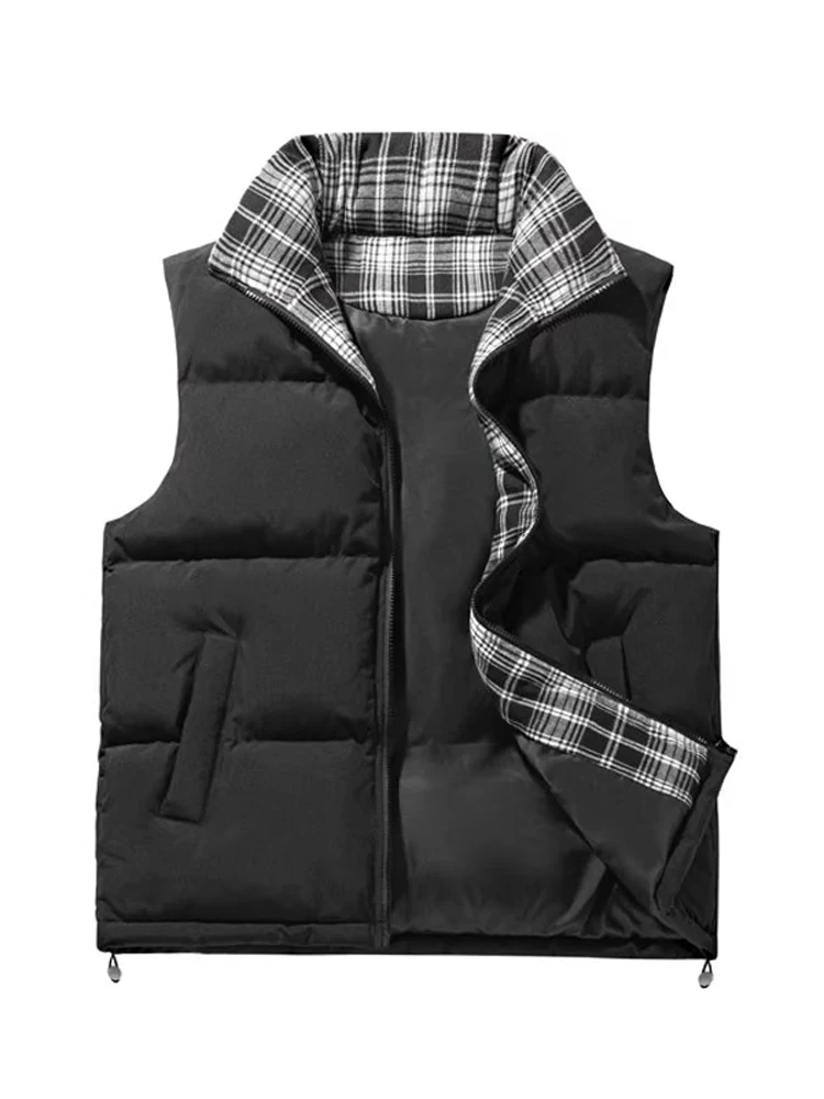 

Bla Cleanfit Plaid Patchwork Vest Men's Cotton Jaet Autumn Winter Layering American Sle Cotton Coat Youth Faion