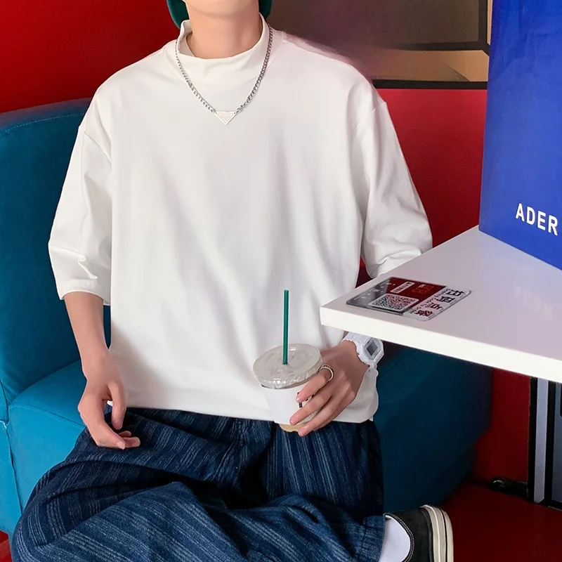 

Летняя мужская футболка с коротким рукавом, круглым вырезом, однотонная, больших размеров (до 250 фунтов), в гонконгском стиле, повседневная, модная, быстросохнущая, из полиэстера.