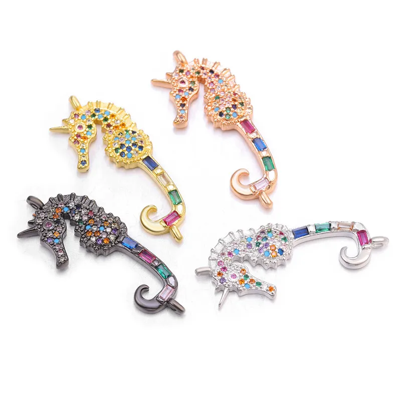 Juya لتقوم بها بنفسك قوس قزح زركونيا 18K مطلية بالذهب الإبداعية الفاخرة سحر موصل اكسسوارات لصنع سوار سحر اليدوية #3