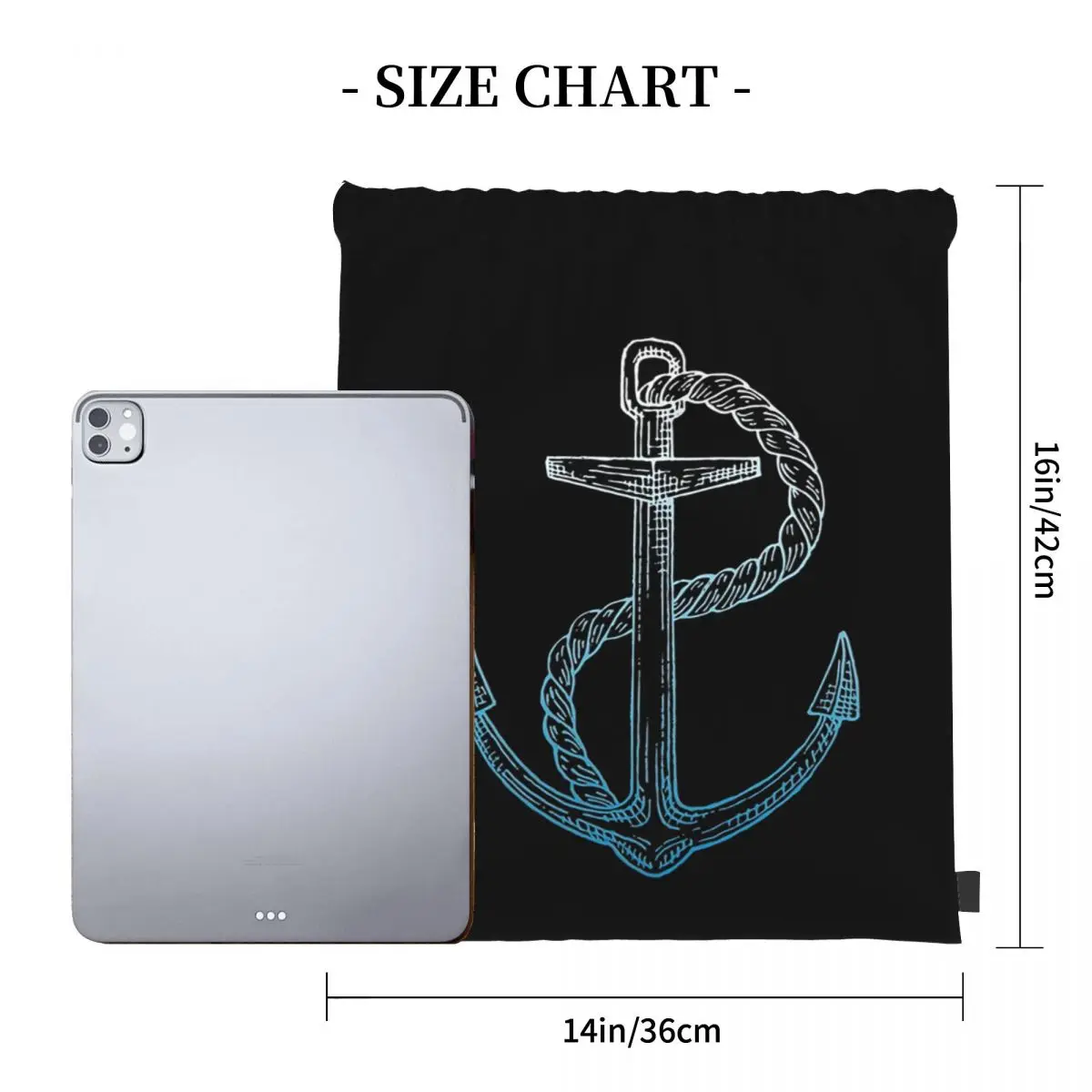 Boat Anchor Illustration Drawing Backpacks Multi-function Portable Drawstring Bags Sports Bag Book Bags For Man Woman School
